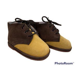 Mini Burbujas Crib Bootie Shoes Infant Sz US 2 / Mex 11 Leather Brown Colorblock